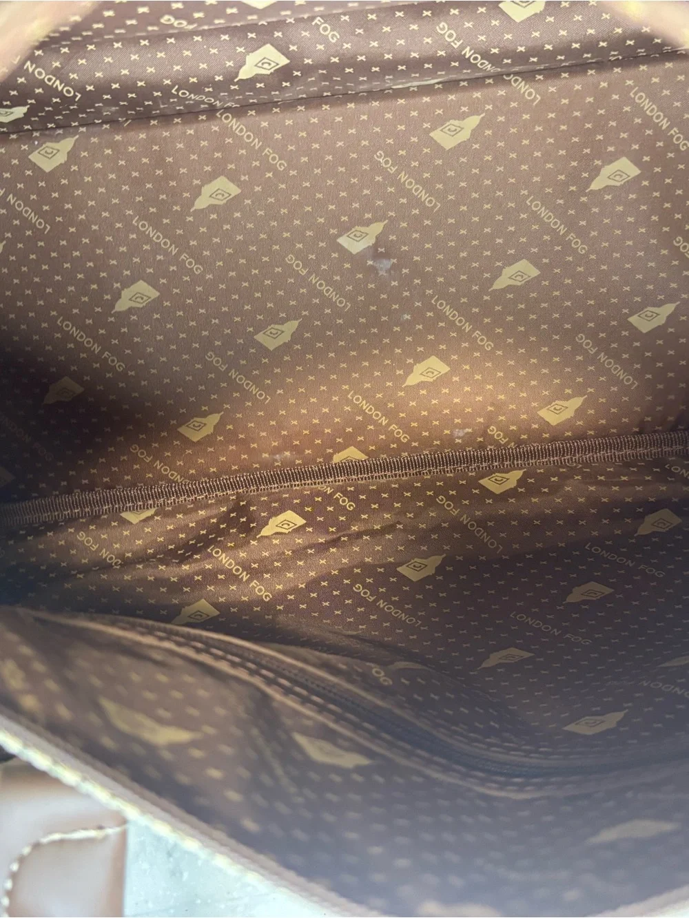 London Fog Brown Houndstooth Top-Handle Satchel